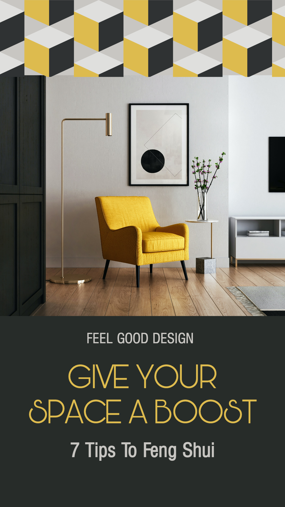 Modern Home Decor Poster with Yellow Highlights