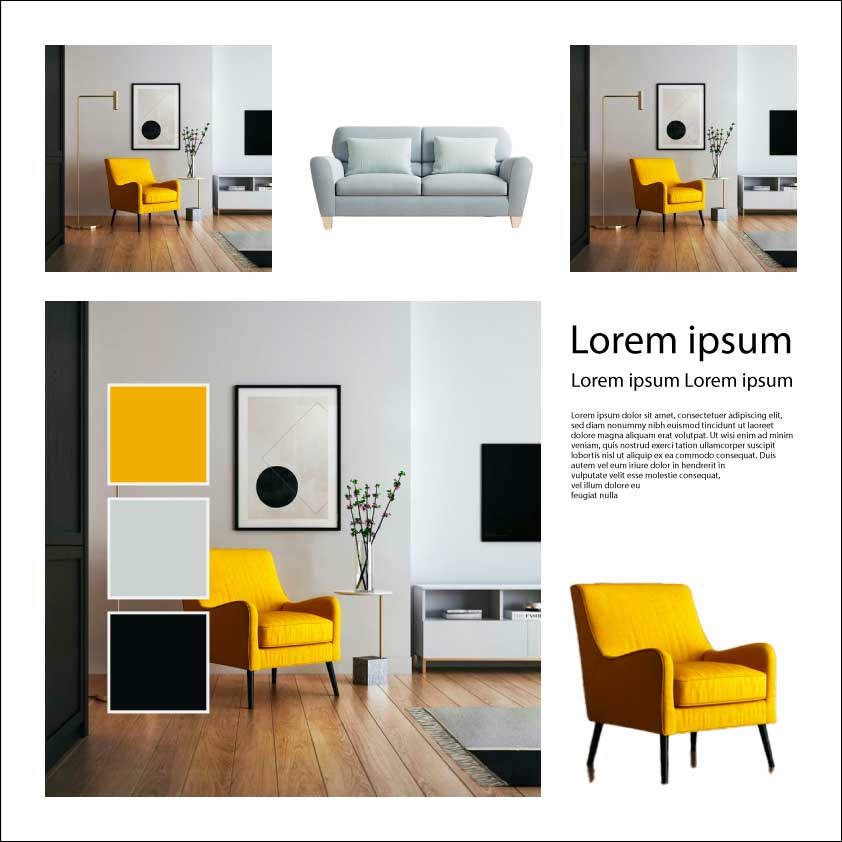 Template Sleek Home Decor Poster with Yellow and Grey