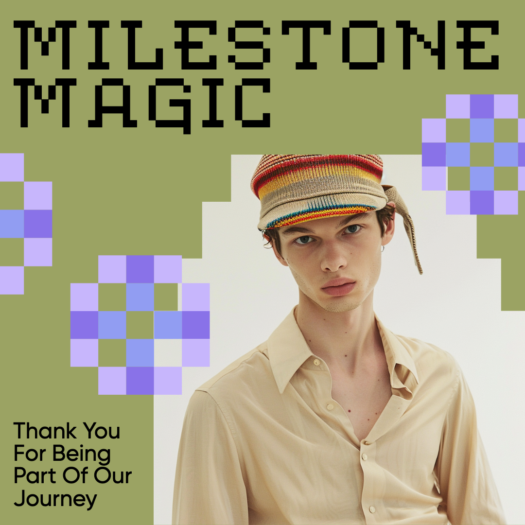 Milestone Magic Blue Pink Instagram Post Design