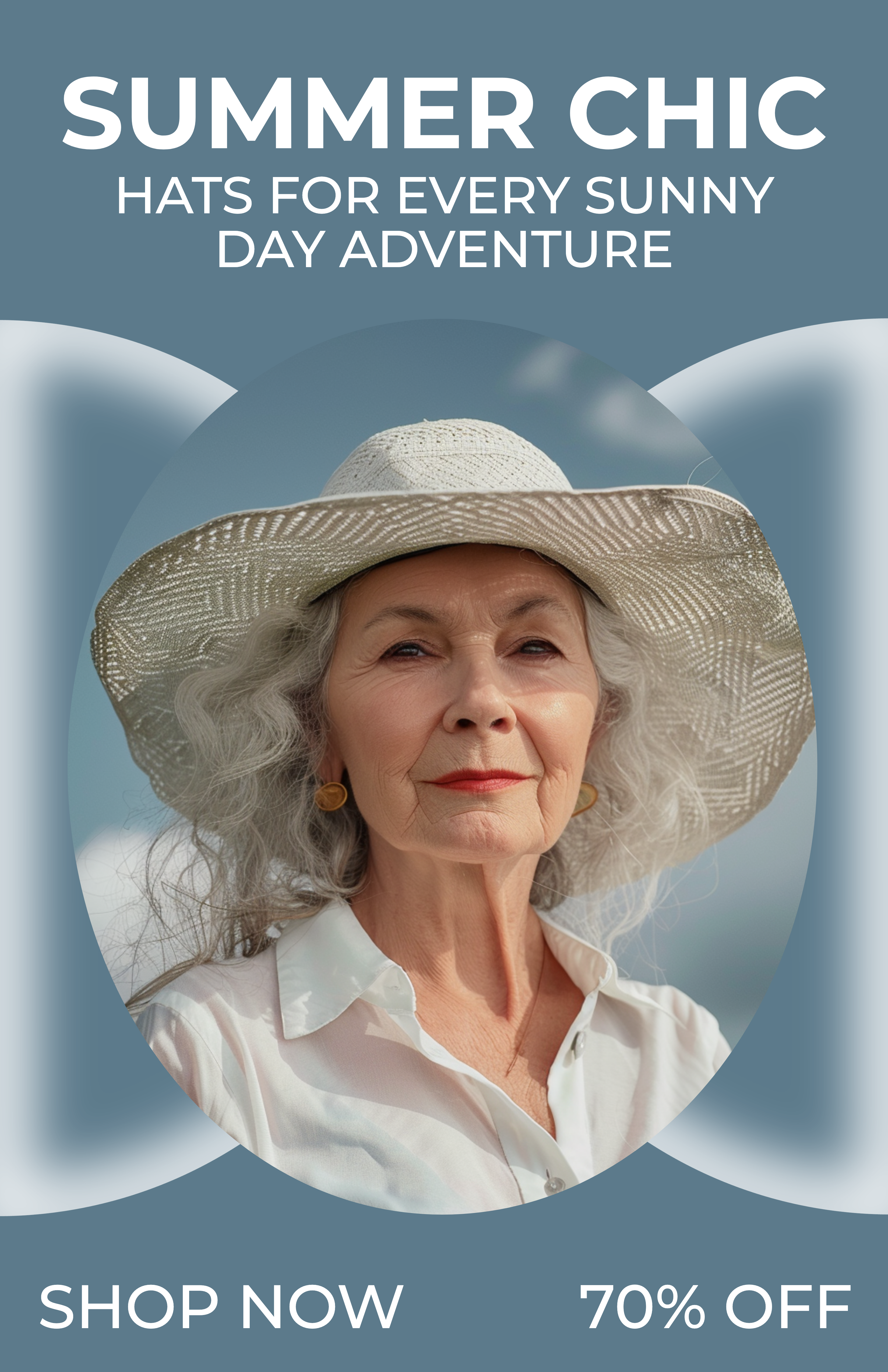 Template Chic Summer Hats Poster Sky Blue