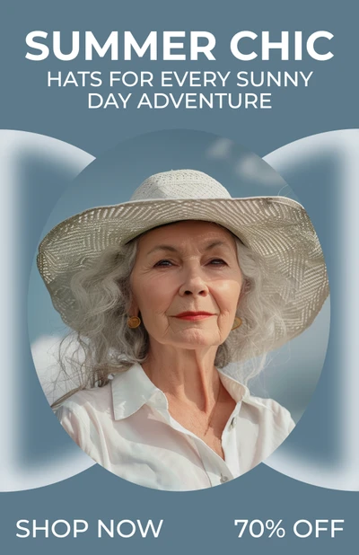 Template Chic Summer Hats Poster Sky Blue