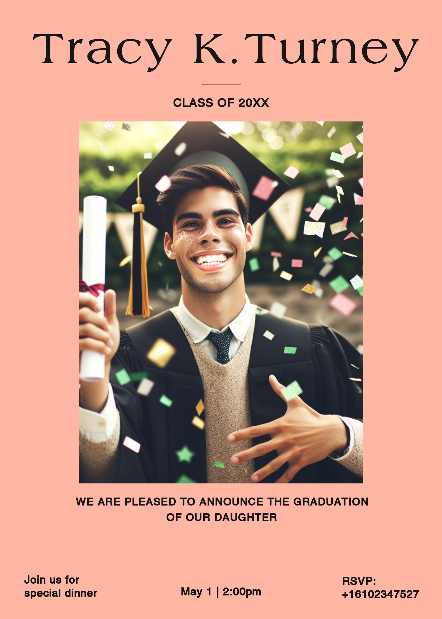 Elegant Orange Graduation Announcement Poster