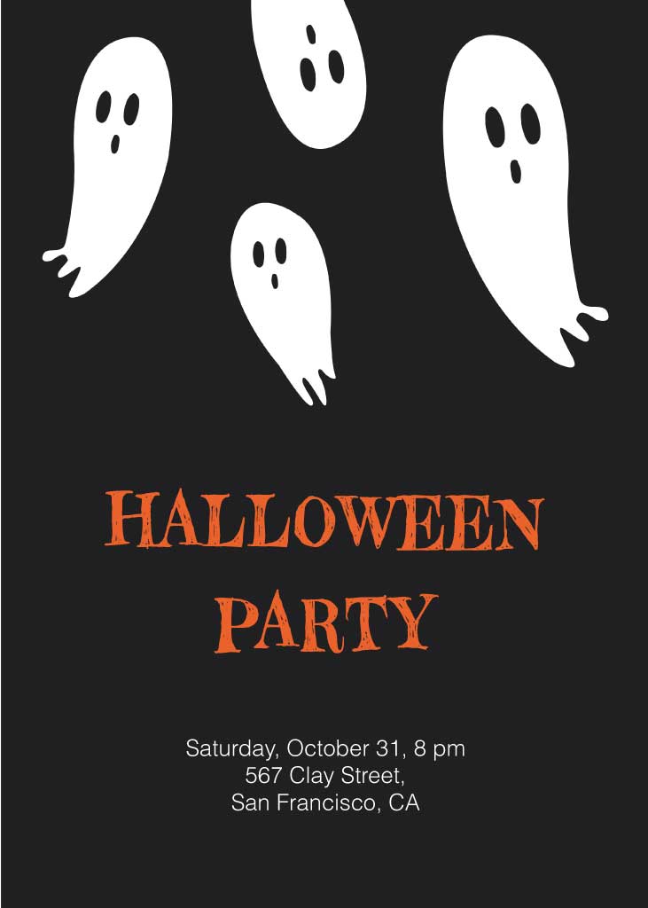 Spooky Halloween Party Poster Black and Orange