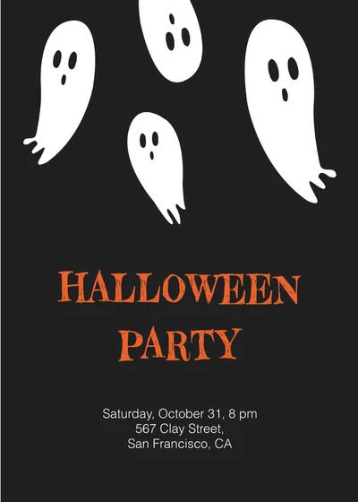 Template Spooky Halloween Party Poster Black and Orange