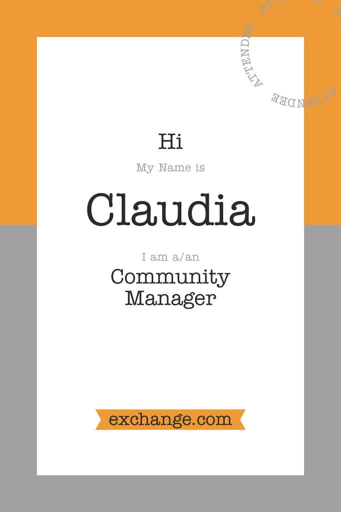 Template Sleek Orange and Gray Name Tag Post Template