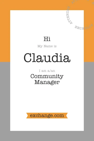 Template Sleek Orange and Gray Name Tag Post Template