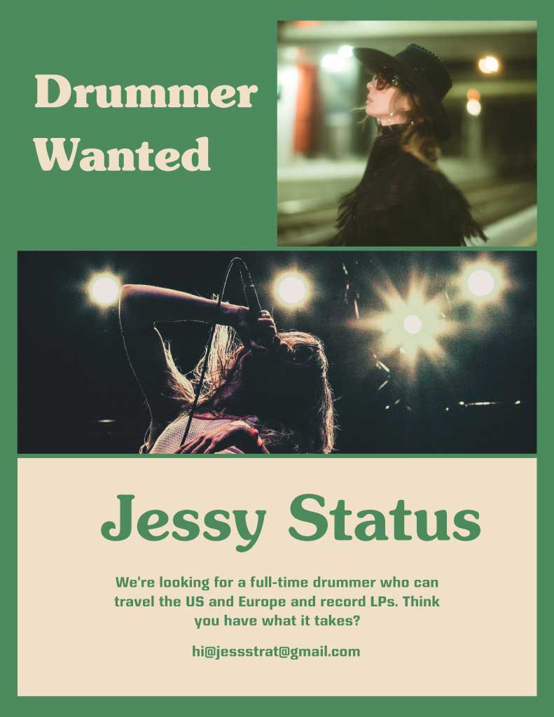 Template Energetic Green Band Member Search Poster