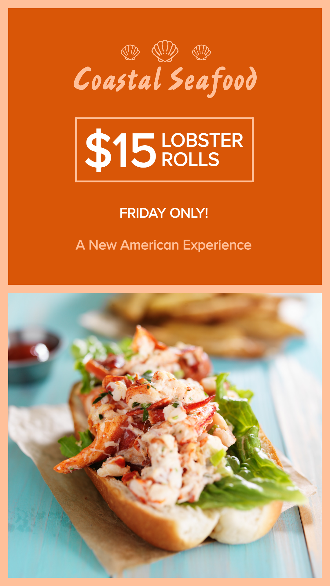 Orange Seafood Delight Poster with Tasty Lobster Rolls