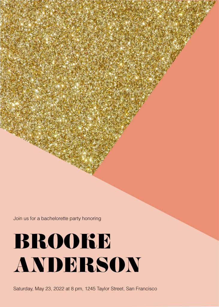 Template Gold and Peach Bachelorette Party Invitation Poster