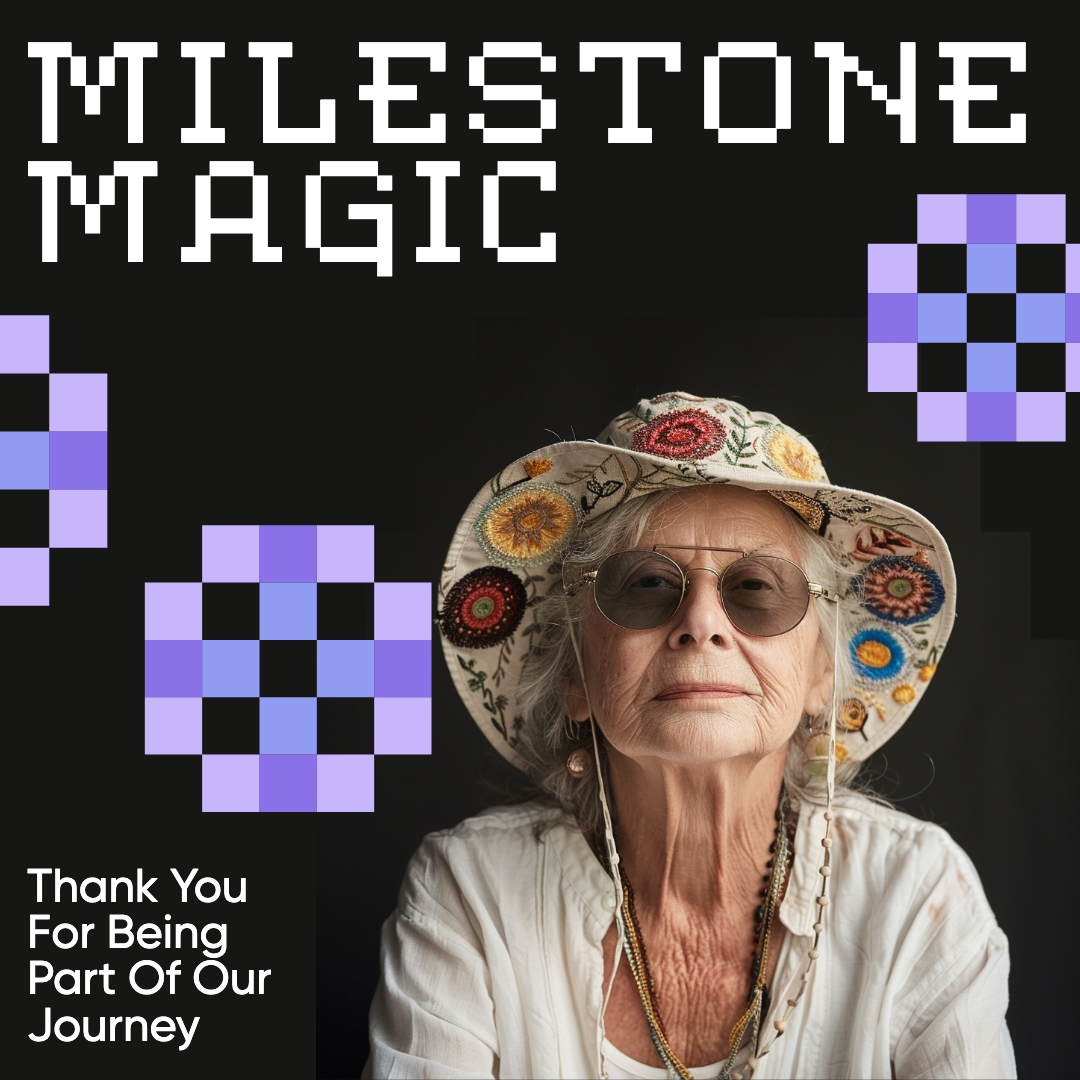 Milestone Magic Black Instagram Post with Purple Accents