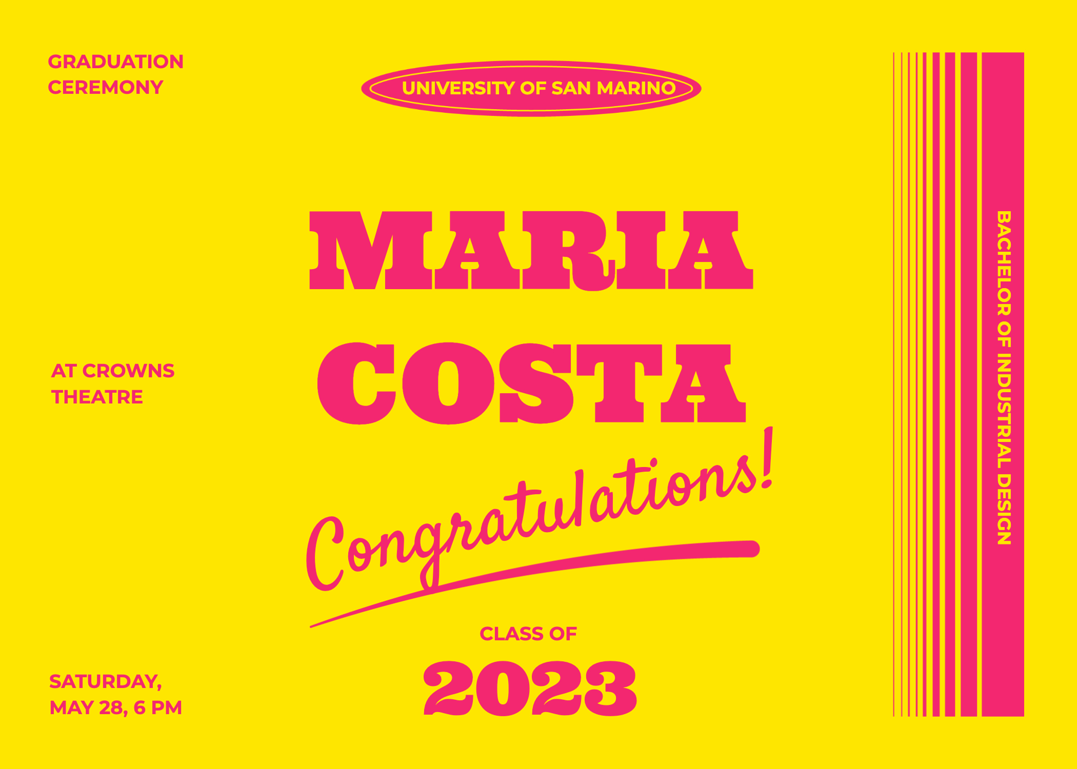 Bold Yellow Graduation Poster Template Design