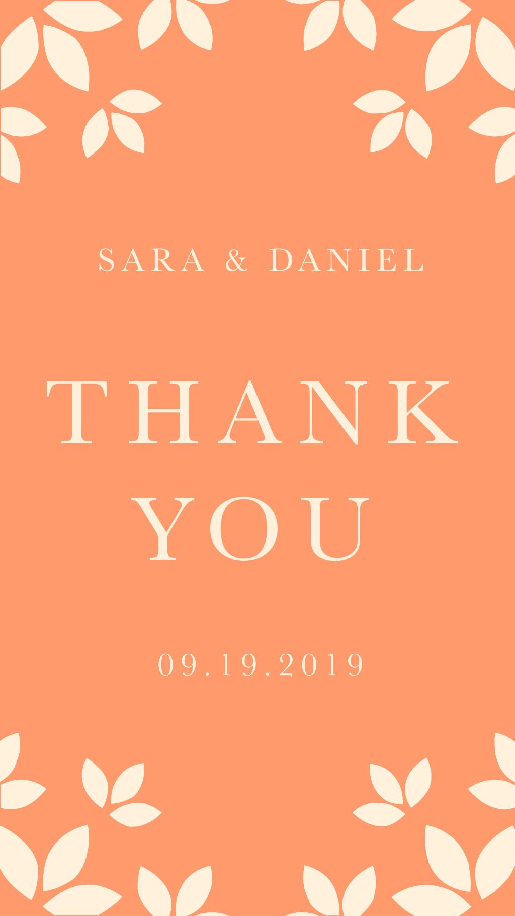 Elegant Coral Thank You Card Template