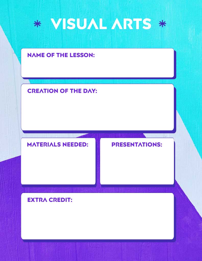 Template Creative Teal and Purple Art Lesson Poster