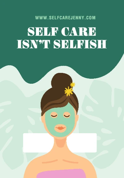 Template Soothing Green Self Care Wellness Poster