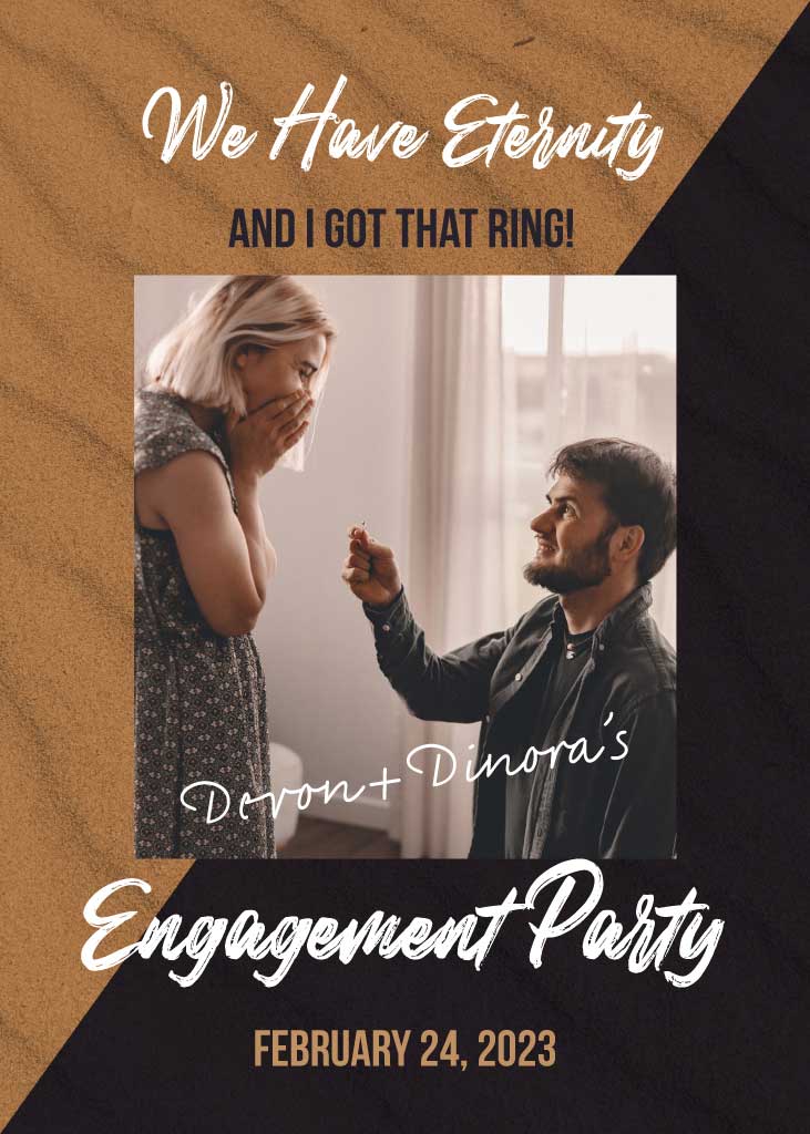 Elegant Beige and Black Engagement Party Poster