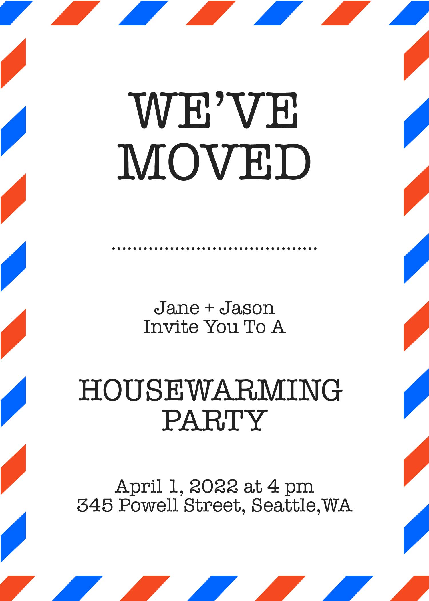 Blue and Orange Housewarming Invite Post