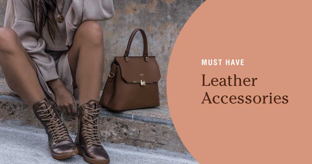 Chic Taupe Brown Fashion Accessories Ad