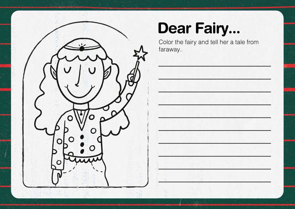 Template Enchanting Green Fairy Coloring Activity Post
