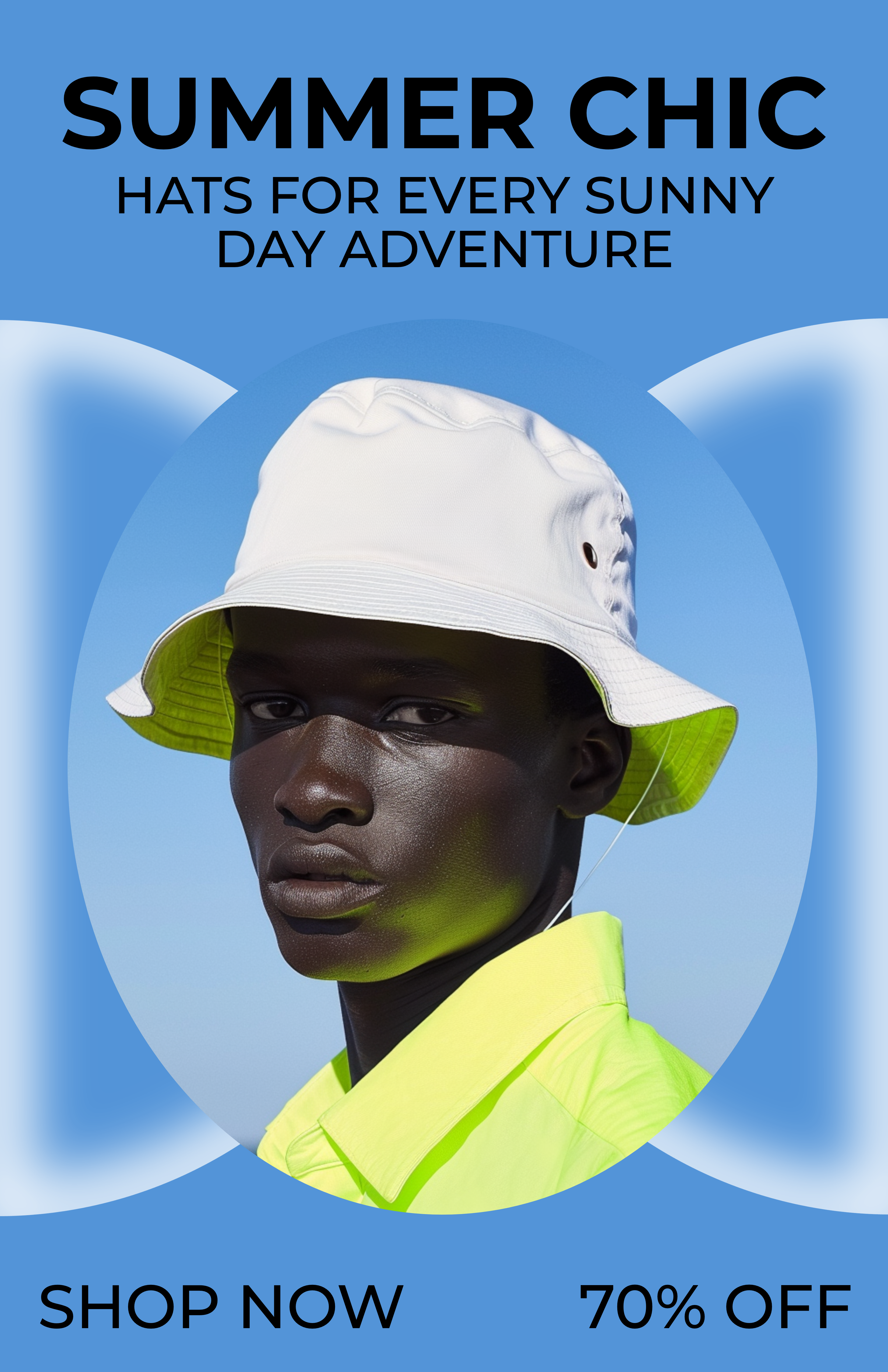 Template Stylish Blue Summer Hats Poster Sale