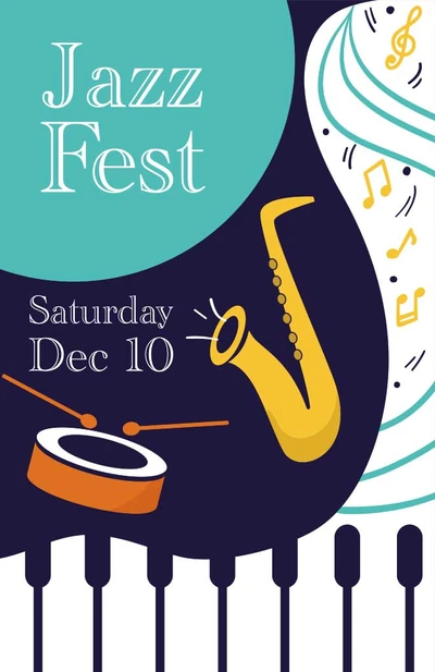 Template Groovy Teal Jazz Fest Poster Design