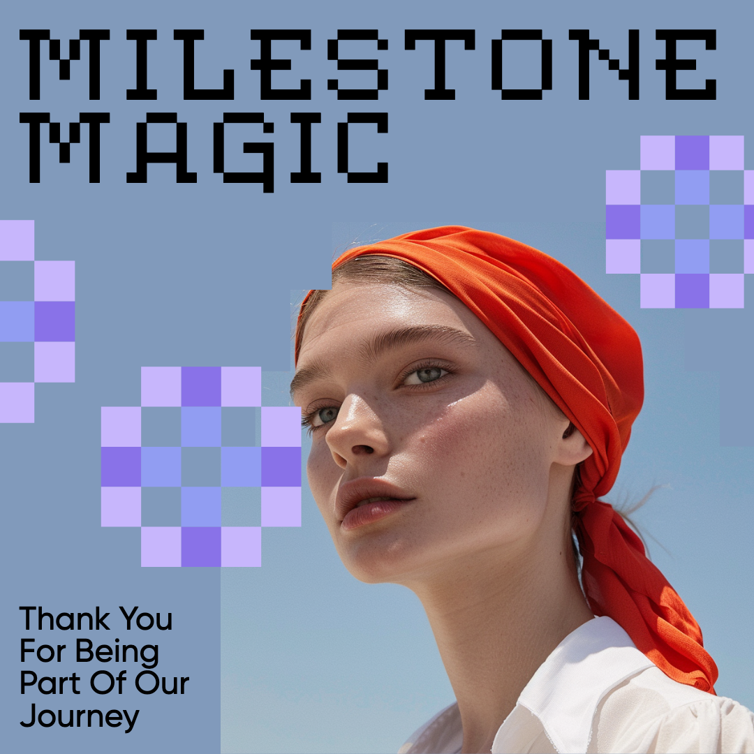 Milestone Magic Blue Pink Instagram Post Design