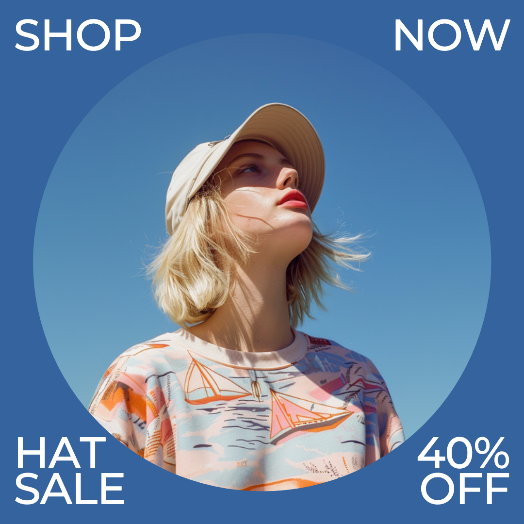 Template Trendy Blue Instagram-Square Hat Sale Post