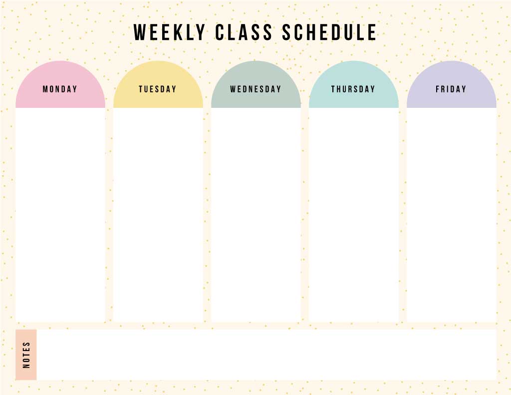 Chic Pastel Weekly Class Schedule Poster