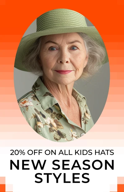 Chic Orange Poster for New Season Hat Discounts