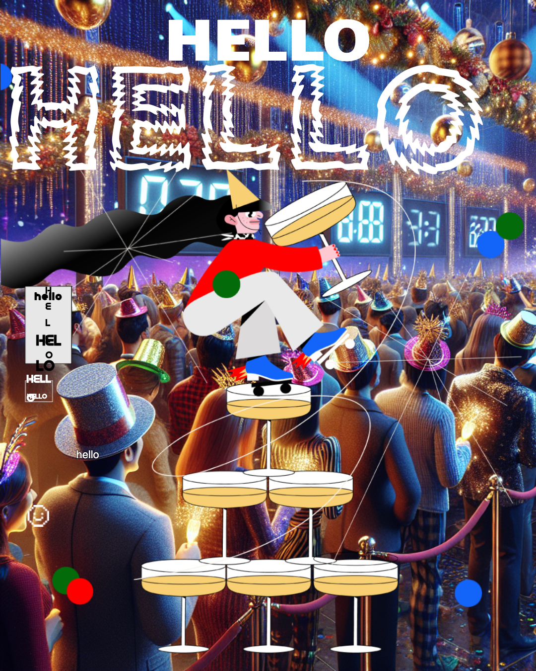 Black and White New Year Party Poster