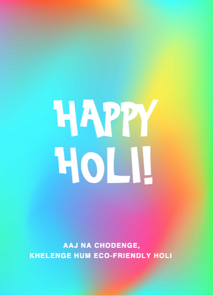 Vibrant Holi Celebration Poster in Aqua and Coral