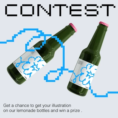 Template Creative Contest Bottle Ad Olive Green Tone