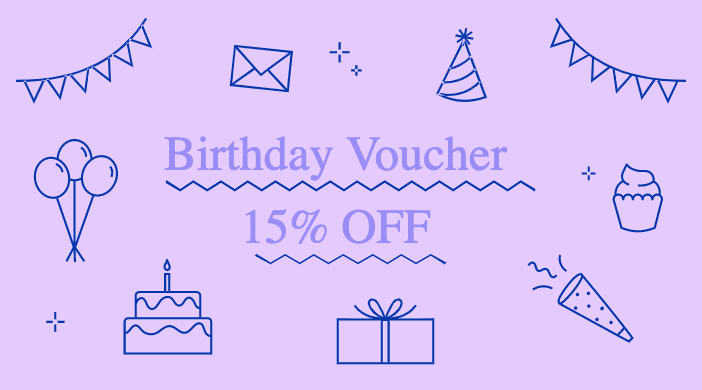 Cheerful Purple Birthday Voucher Design Template