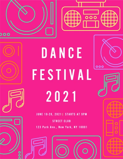 Template Vibrant Pink Dance Festival Event Poster