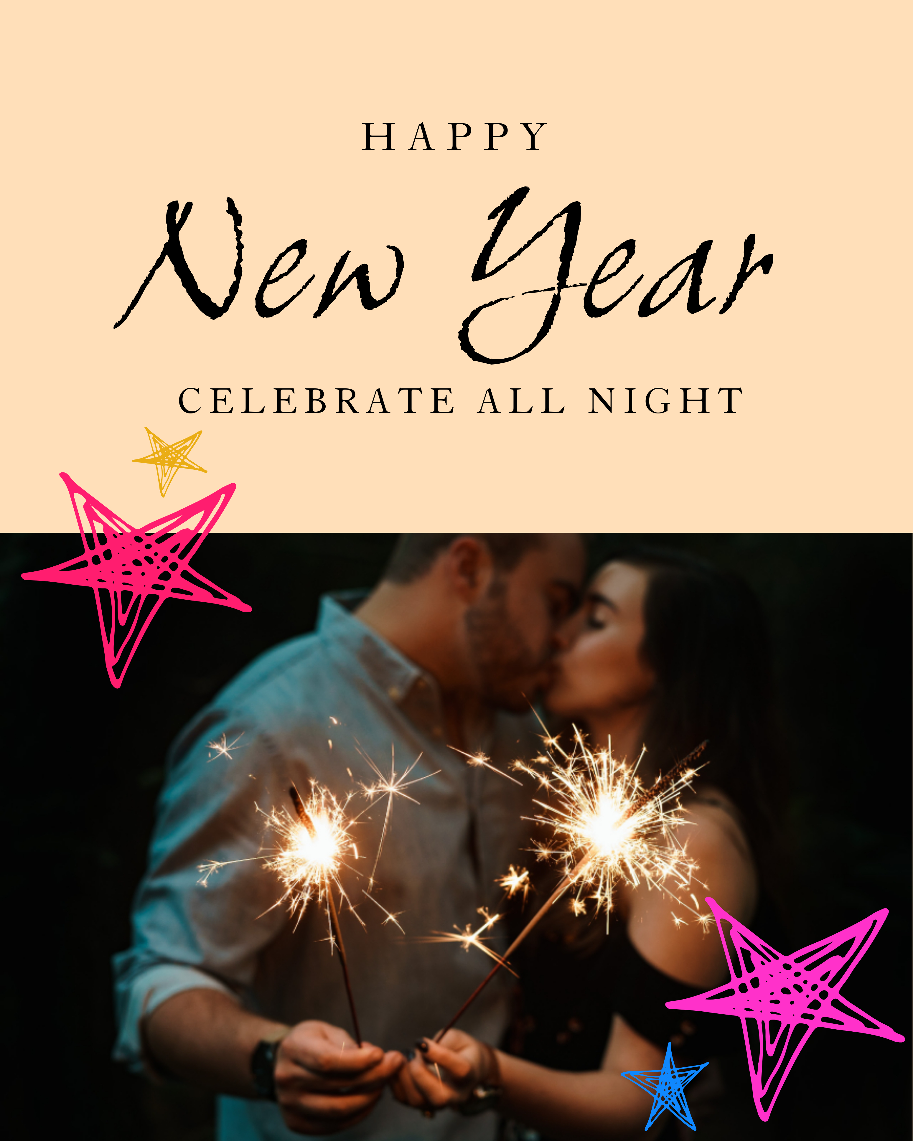 Elegant New Year Celebration Poster Design Black White