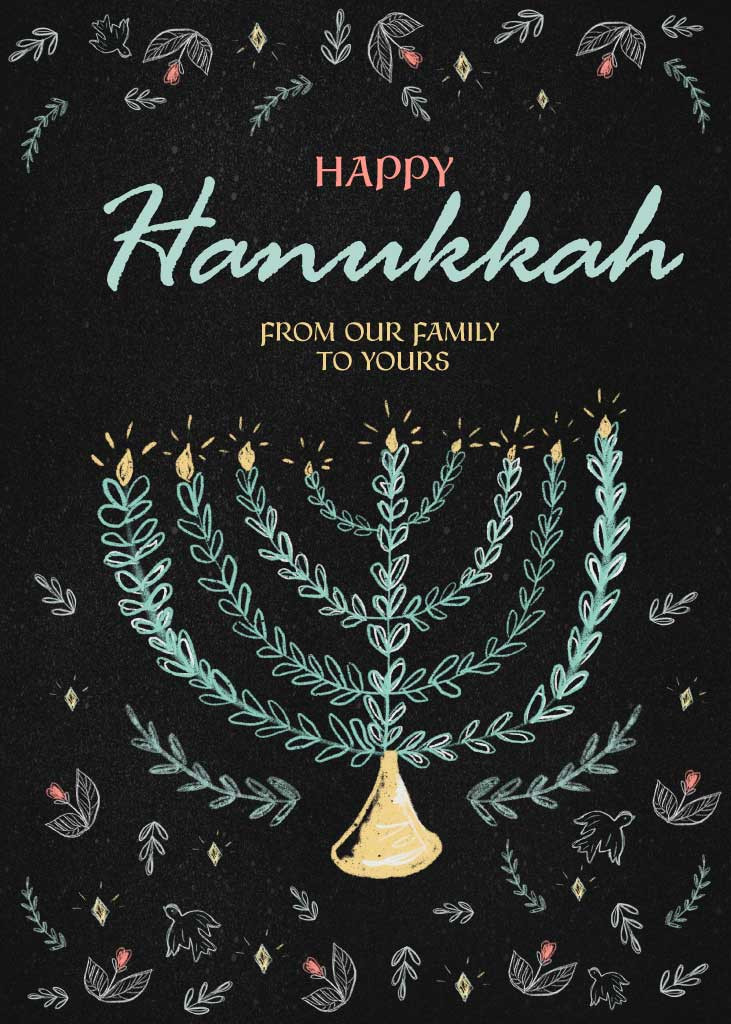 Template Elegant Hanukkah Celebration Greeting Post Black Gold