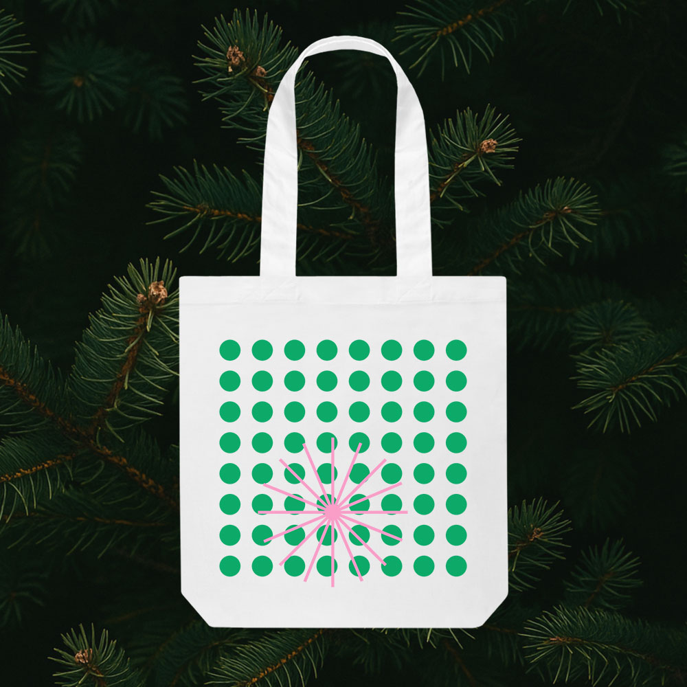 Template Colorful Tote Bag Design With Green Dots