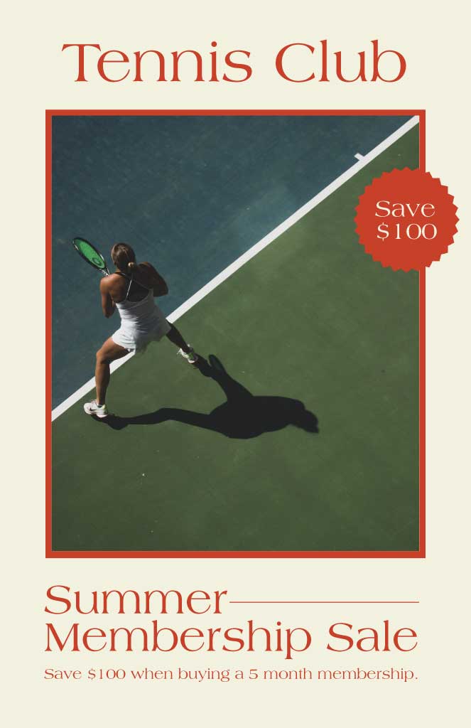 Summer Tennis Club Membership Sale Poster