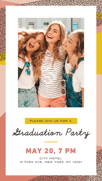 Template Chic Peach Graduation Party Invitation Poster