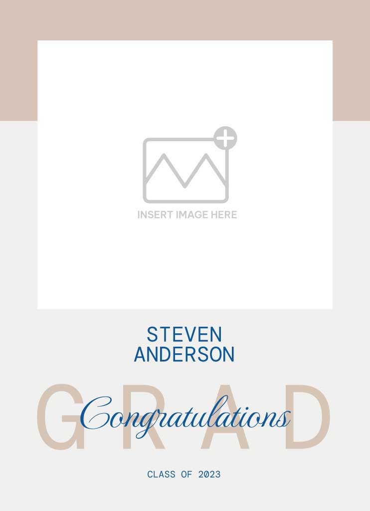 Elegant Graduation Poster Template in Beige and Blue