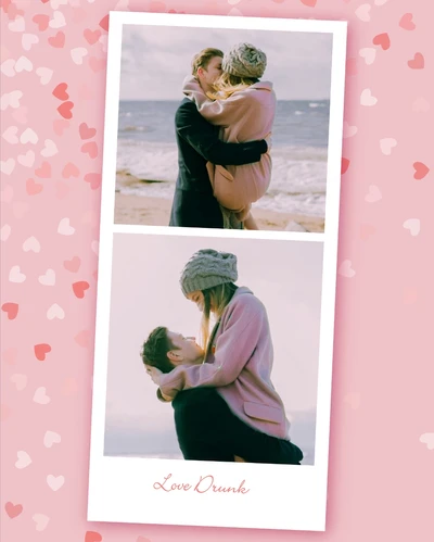 Template Warm Beachside Embrace Romantic Poster Pink