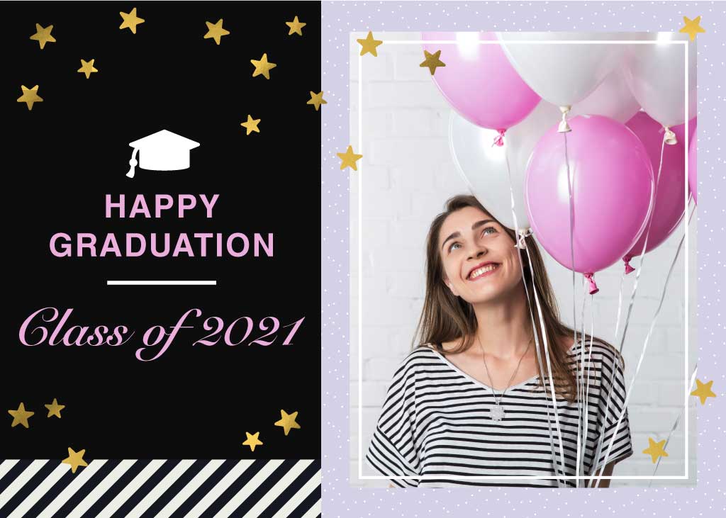 Elegant Graduation Celebration Poster in Pink and Black