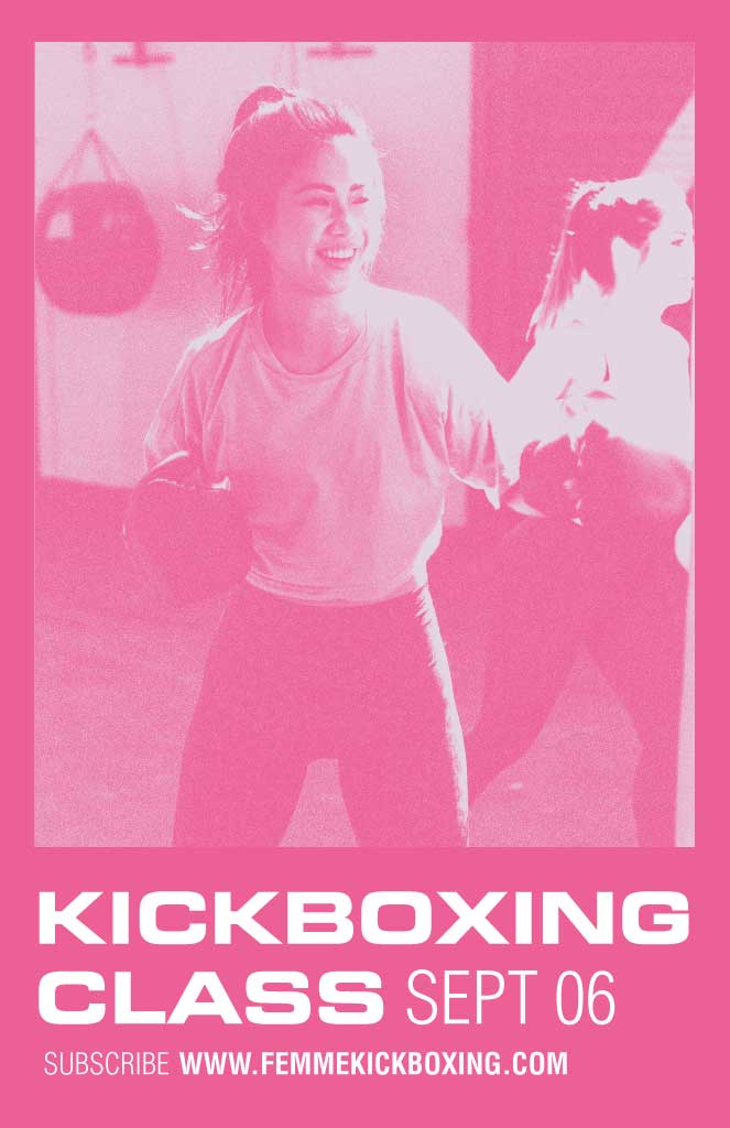 Template Energetic Pink Kickboxing Class Poster Design
