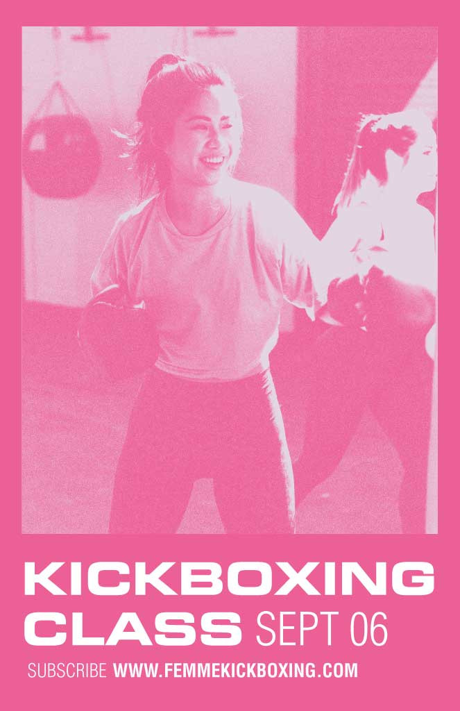 Energetic Pink Kickboxing Class Poster Design