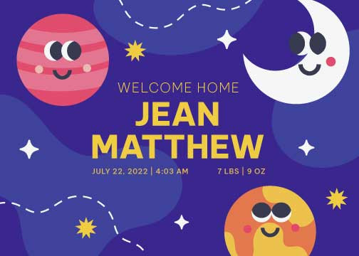 Template Cheerful Welcome Home Newborn Poster Design