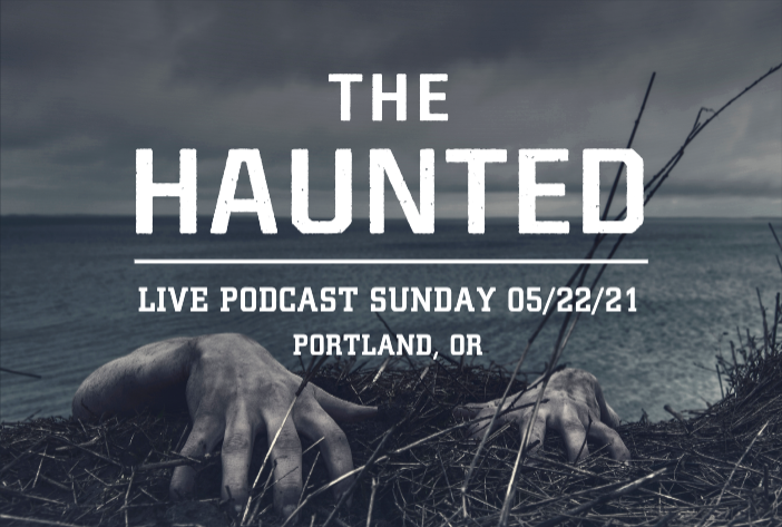 Chilling Blue Haunted Podcast Event Poster