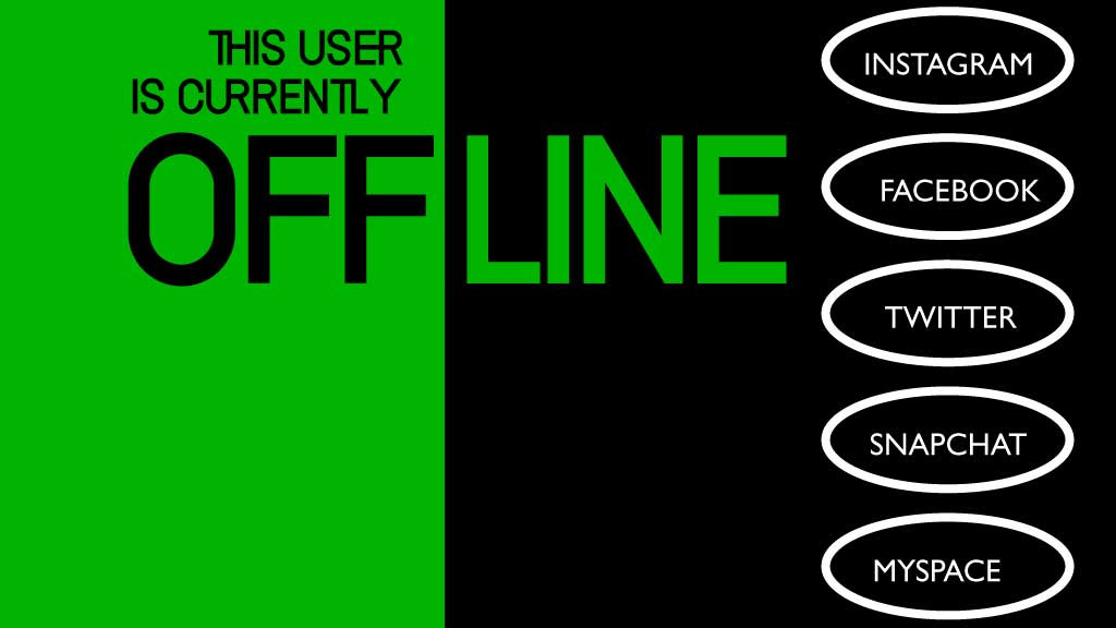 Template Striking Green Offline Notification Social Post