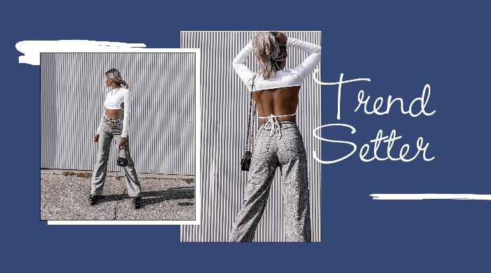 Template Chic Fashionista Blue White Poster Design