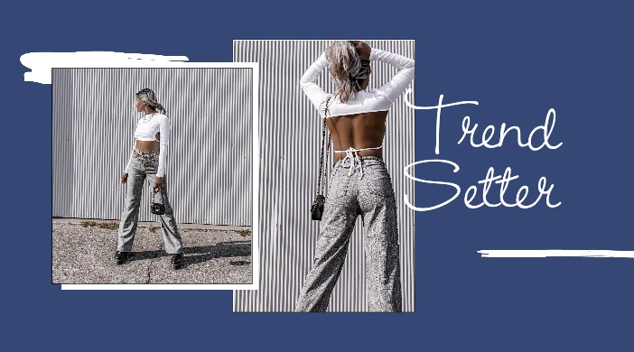 Template Chic Fashionista Blue White Poster Design