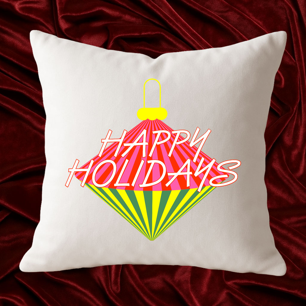 Template Bright Holiday Ornament Pillow Case Design