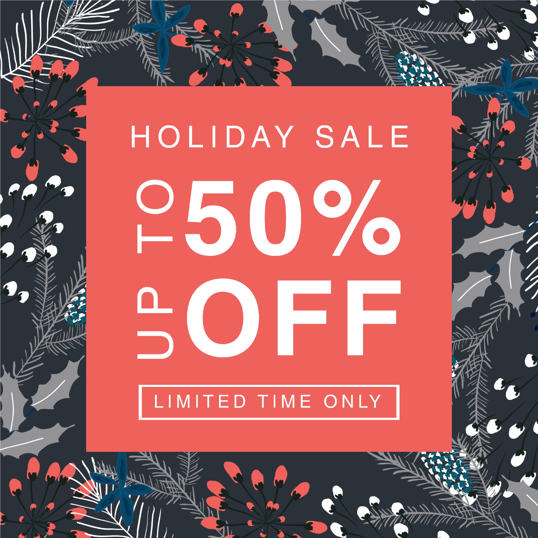 Seasonal Sale Ad with Coral and Charcoal Accents